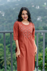 ELEGANT ETHOS EMBROIDERY BROWN  KURTA