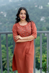 ELEGANT ETHOS EMBROIDERY BROWN  KURTA