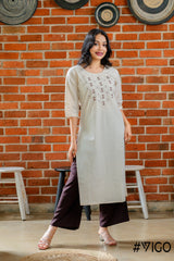 ELEGANT ETHOS EMBROIDERY PEACH  KURTA