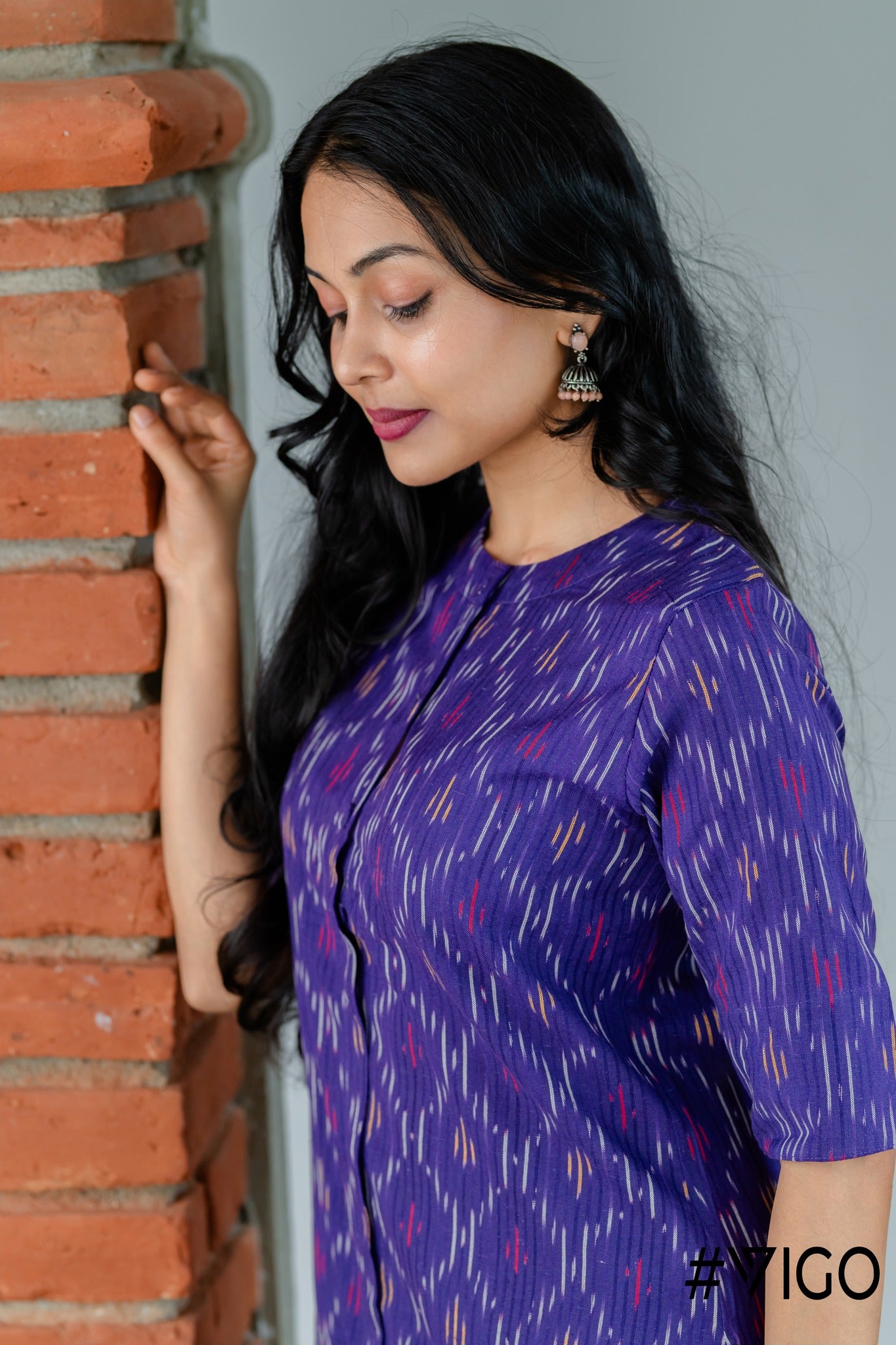 IKAT CLASSIC PURPLE SHORT KURTA