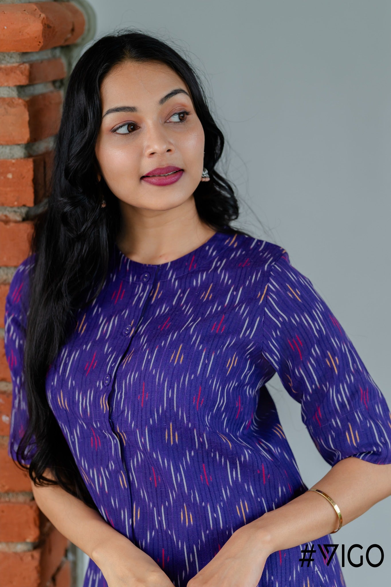IKAT CLASSIC PURPLE SHORT KURTA