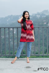 RED & MAROON  IKAT CLASSIC ELEGANCE KURTA
