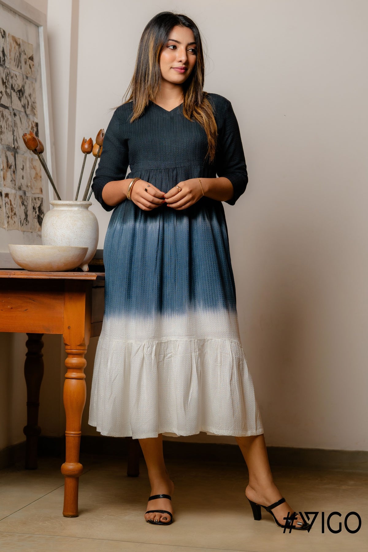 OMBRE COTTON DIP-DYE DRES