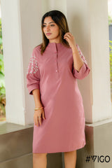 ONION PINK COTTON EMBROIDERA DRESS