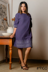 PURPLE COTTON EMBROIDERA DRESS