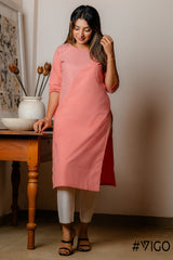 PINK COTTON  EMBROIDERY KURTA