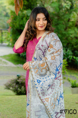 VIGO ETHNIC KALAMKARI MAGENTA CHARM KURTA SET