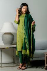 VIGO ELEGANCE GREEN FULLY COTTON KURTA SET