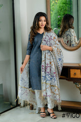 VIGO ETHNIC KALAMKARI GREEN CHARM KURTA SET