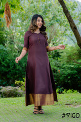 VIGO MAROON ROYAL LOOK ETHNIC LONG DRESS
