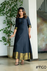 VIGO BLACK ROYAL LOOK ETHNIC LONG DRESS