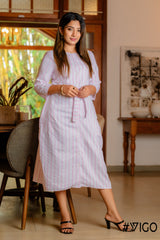 VIGO PASTEL PINK STRIPE BUTTON-DOWN DRESS