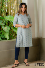 DUSTY BLUE PURE COTTON COTTON KURTI