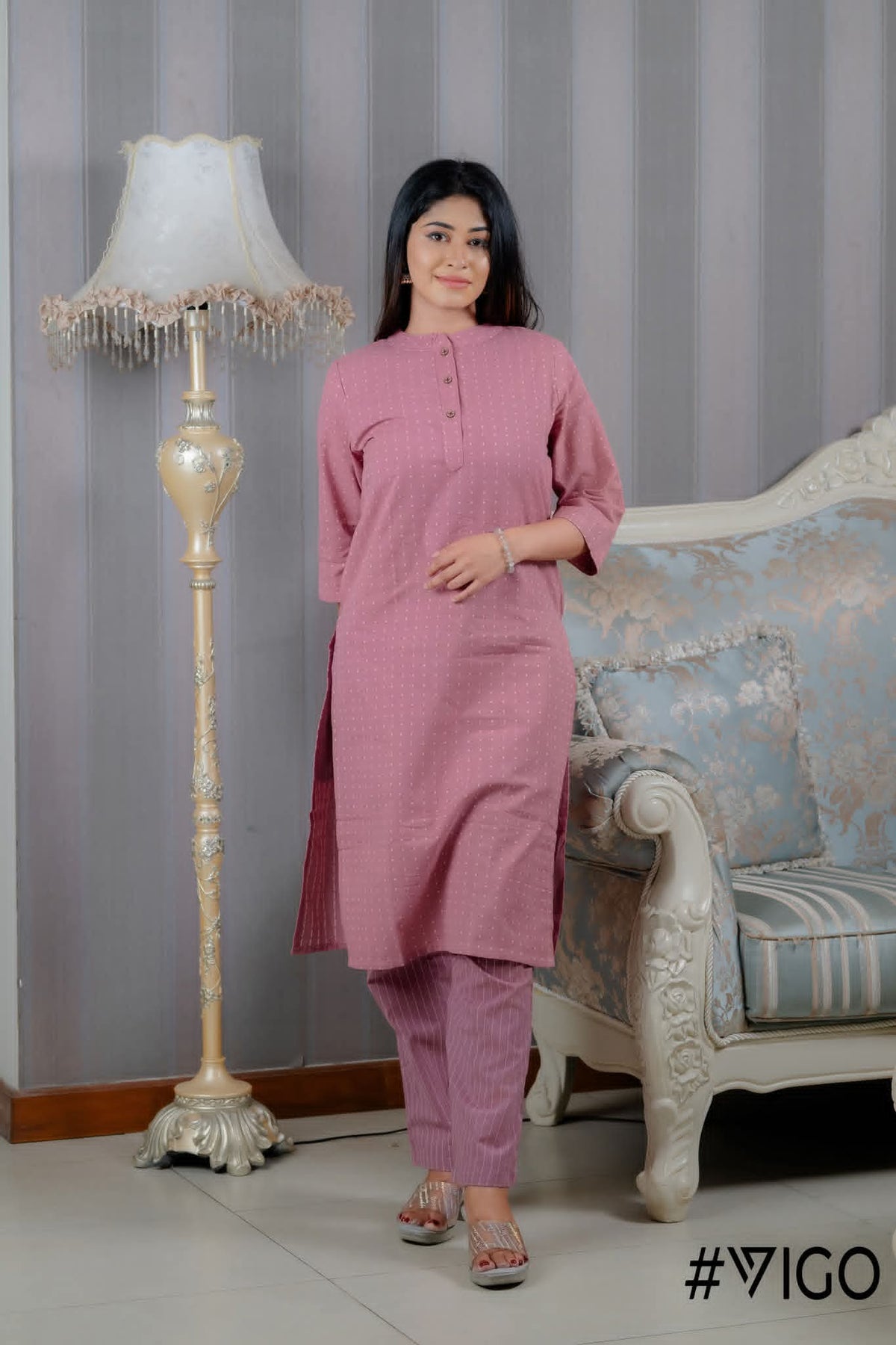 CHARM PURE PINK COTTON CO-ORD SET