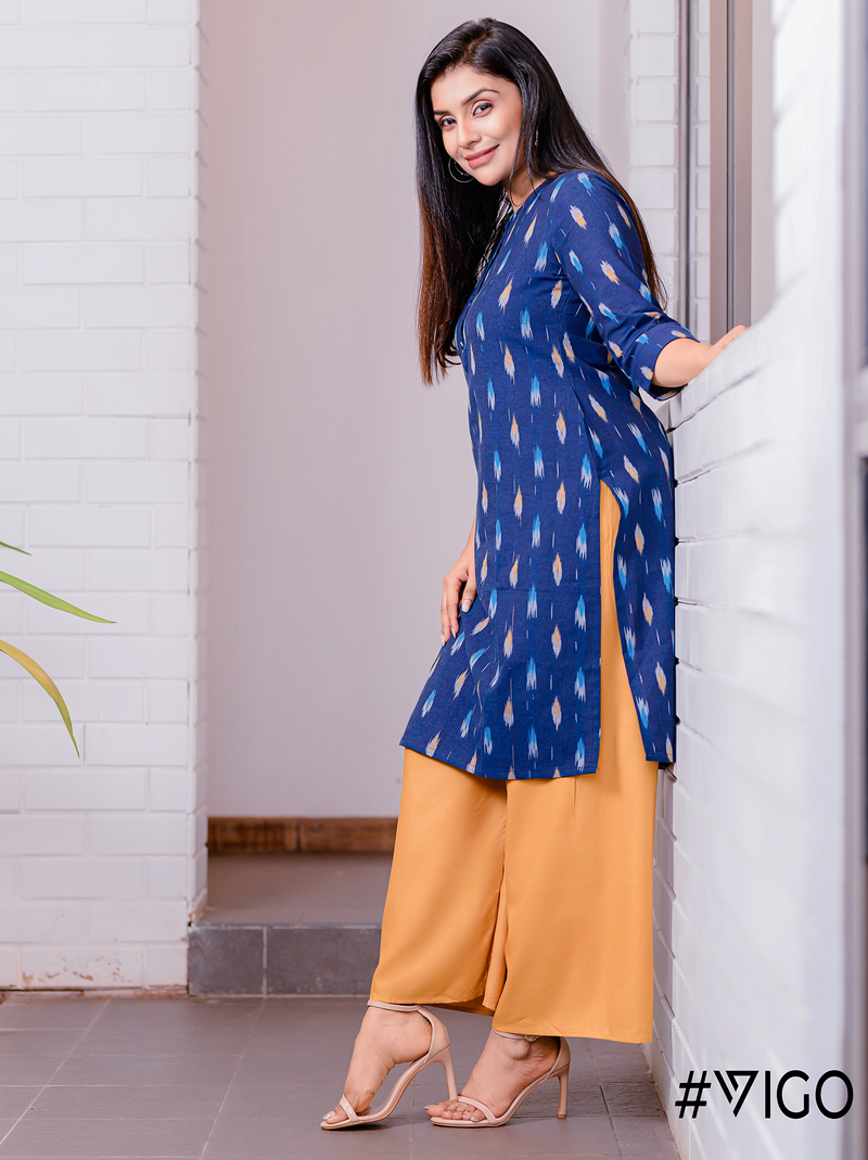 Classic Elegance Straight Kurti in Midnight Blue