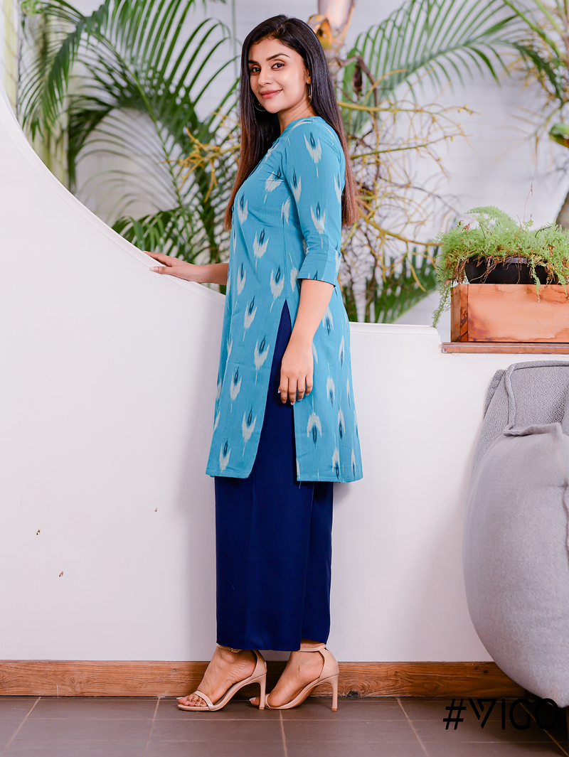 Classic Elegance Straight Kurti in Azure