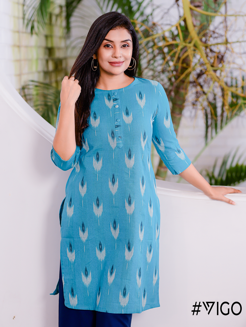 Classic Elegance Straight Kurti in Azure