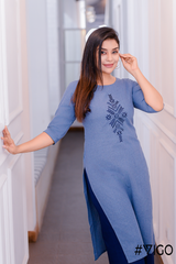 Embroidered Classic Kurti in Tranquil
