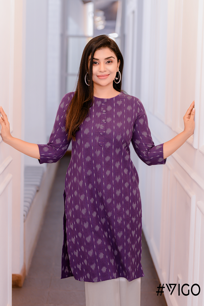 Classic Elegance Straight Kurti in Deep Purple