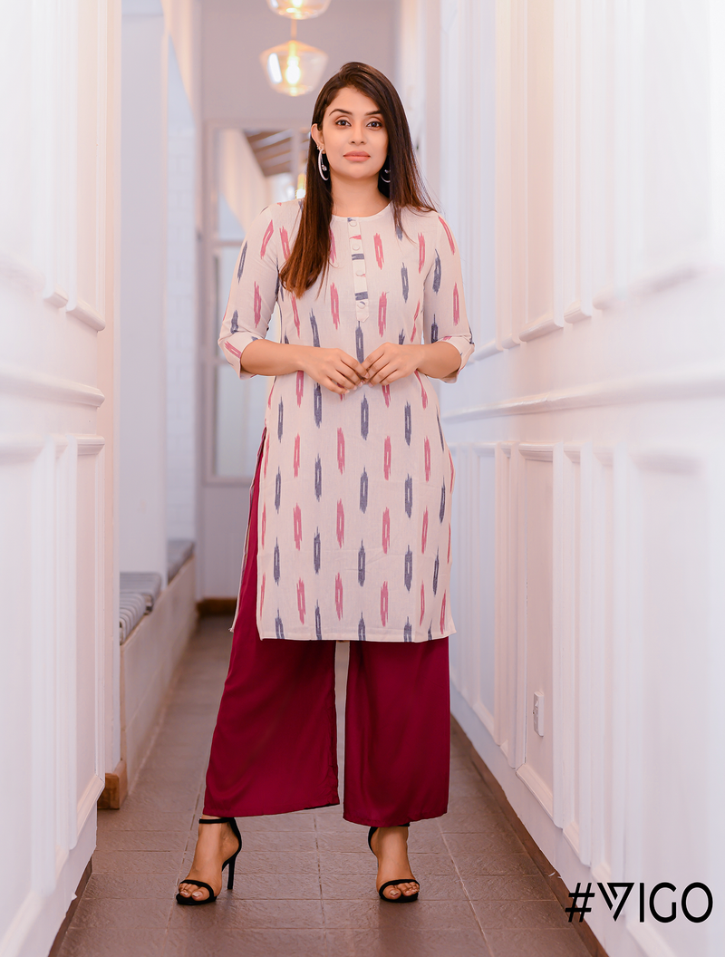 Classic Elegance Straight Kurti in White