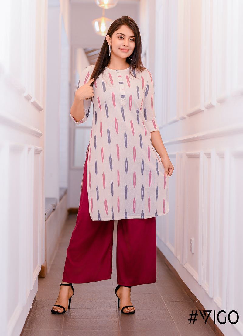 Classic Elegance Straight Kurti in White