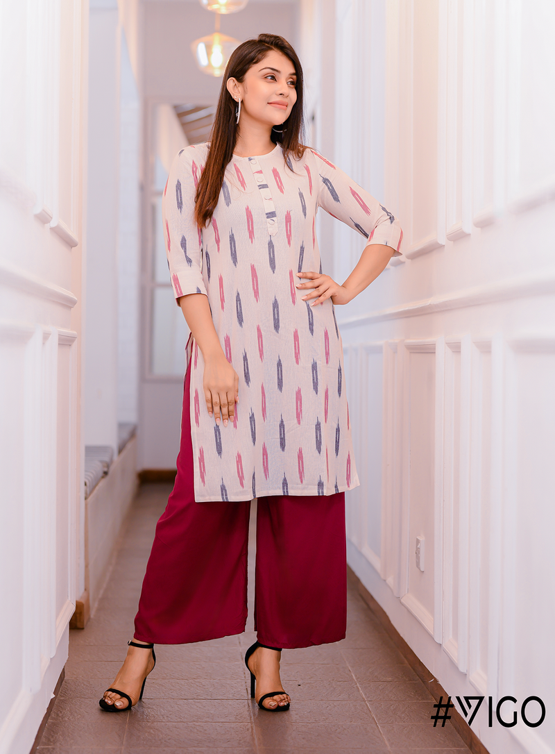 Classic Elegance Straight Kurti in White