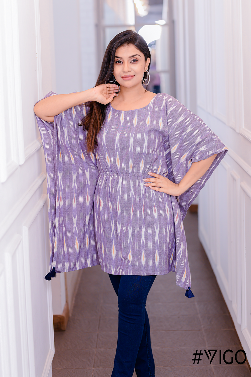 Ikat Flutter Top in Lavender