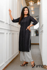Front Flair Kurti In Onyx