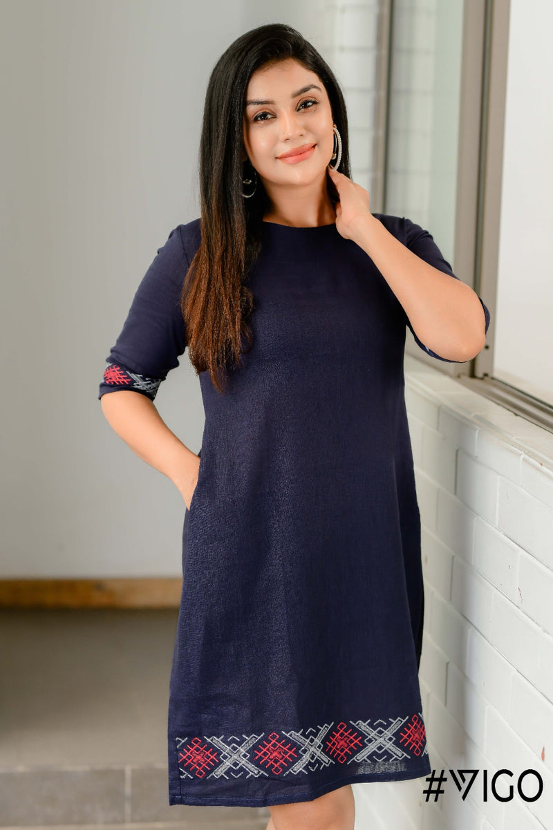 Linen Serenity Dress in Mystic Blue