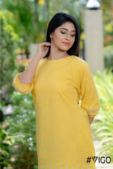 YELLOW COTTON EMBROIDERA DRESS
