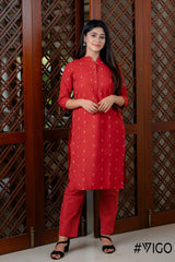 CHARM PURE RED COTTON CO-ORD SET