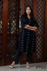 CHARM PURE BLACK COTTON CO-ORD SET
